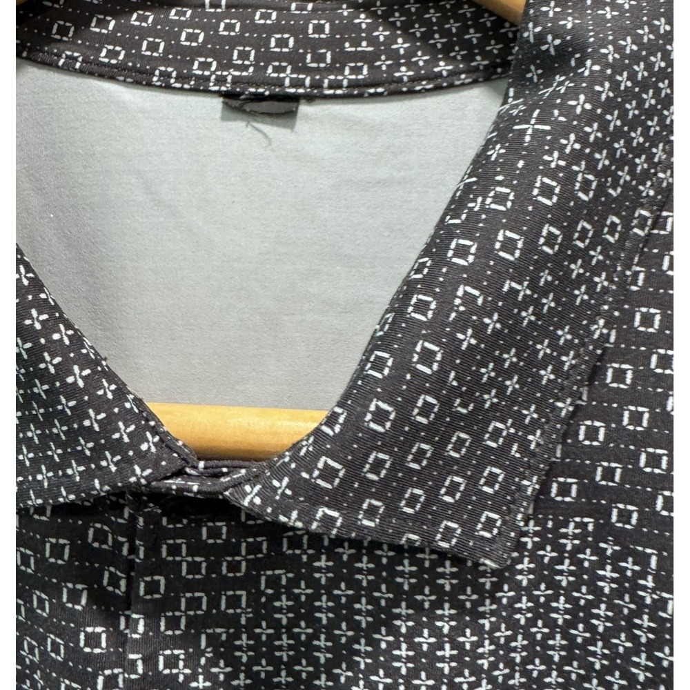 Lululemon Stretch Athletic Polo Shirt Wild Geometric Print Gray Mens Small
